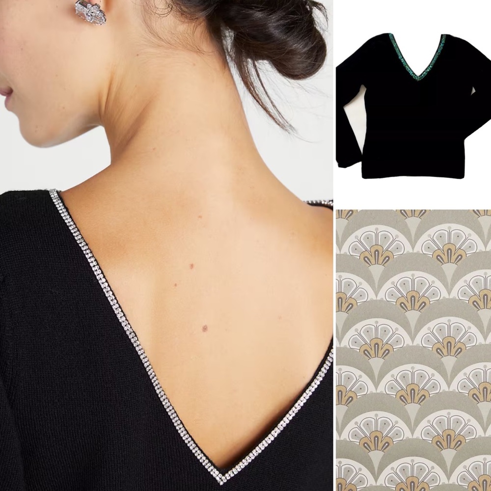 GAP Angora Sequin Double V Sweater